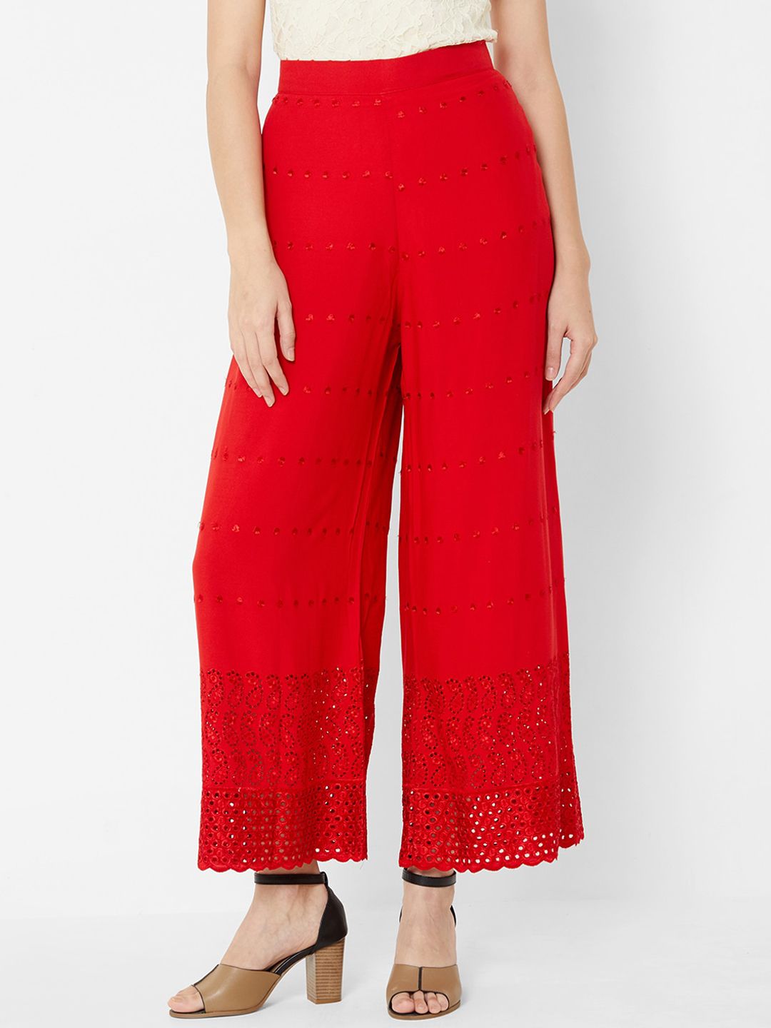 ZOLA Women Red Mid-Rise Culottes Price in India