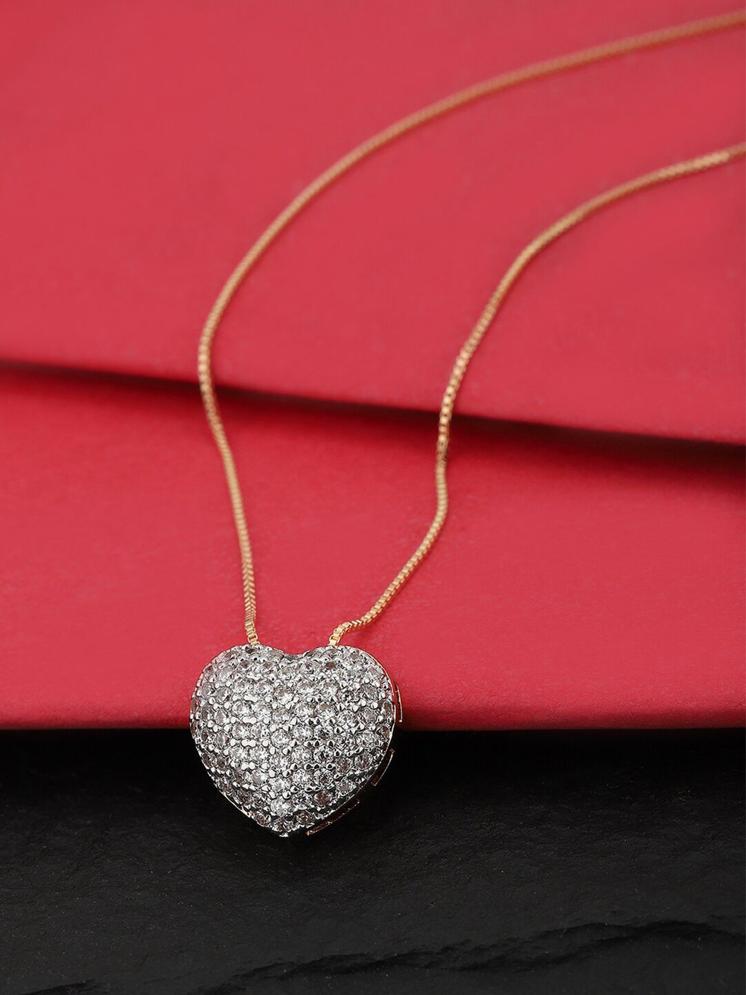 Carlton London Women Gold plated with heart shaped pendant Necklace Price in India