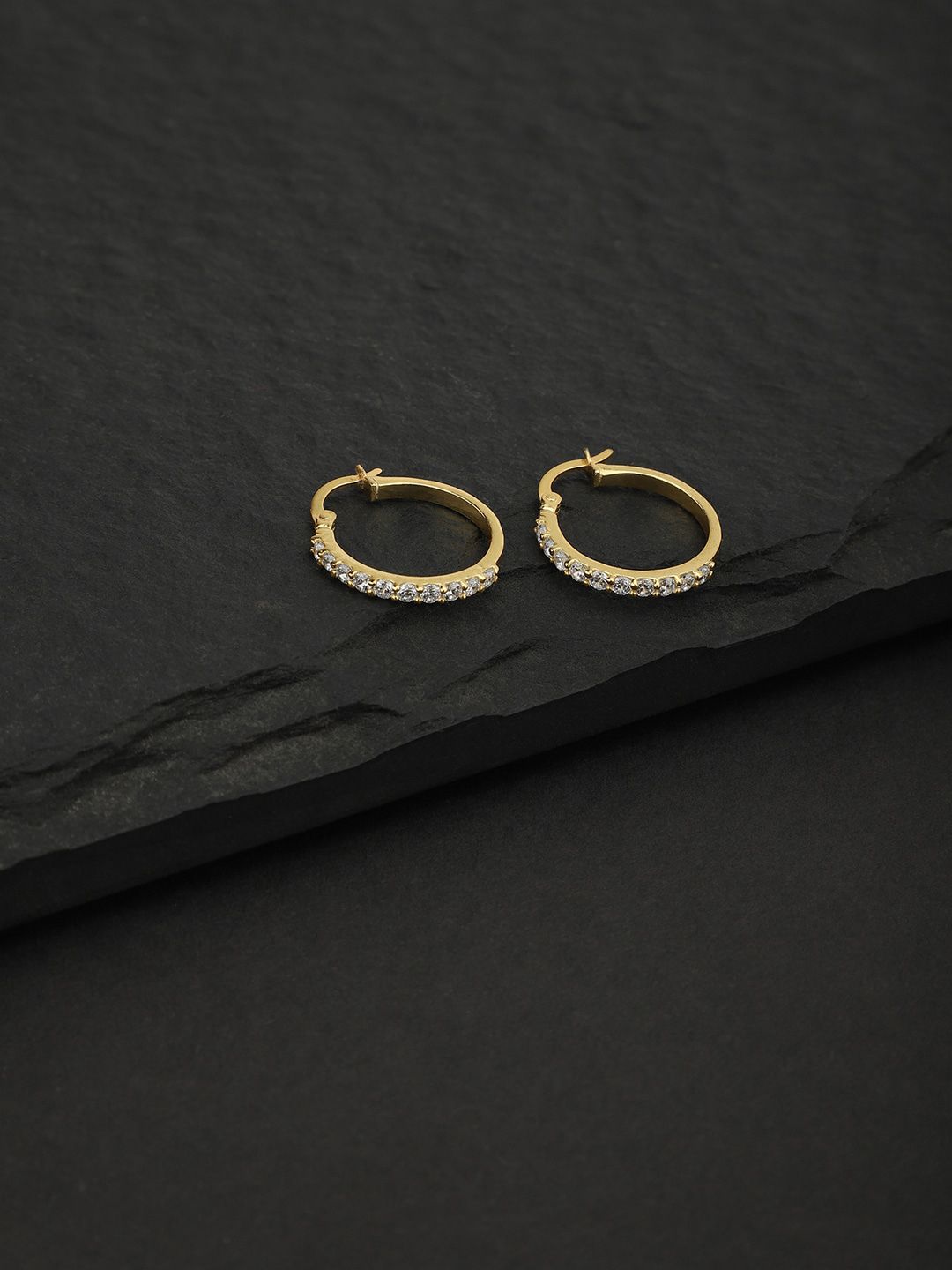 Carlton London White Contemporary Hoop Earrings Price in India