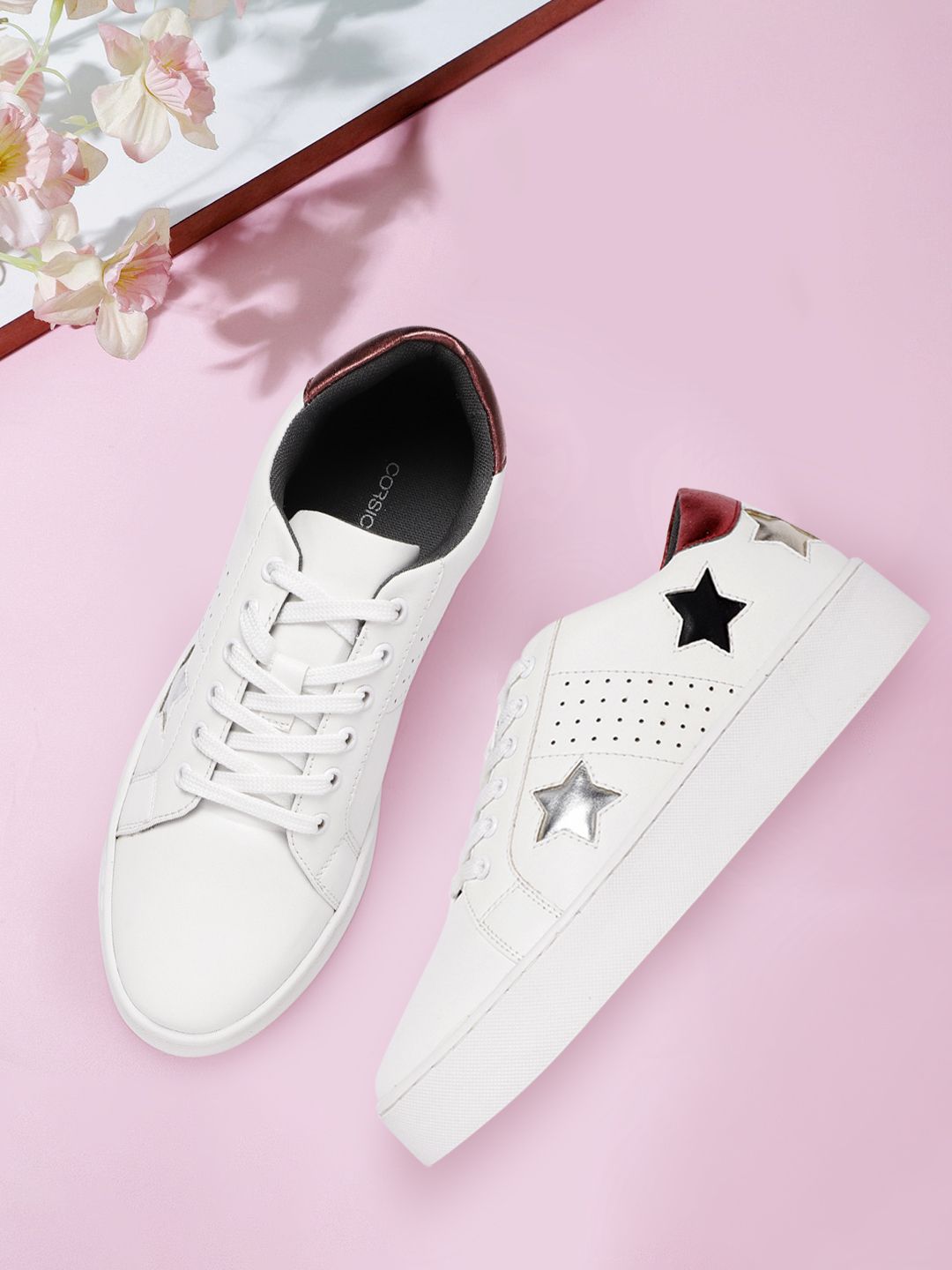 CORSICA Women White Perforated Flatform Sneakers Price in India
