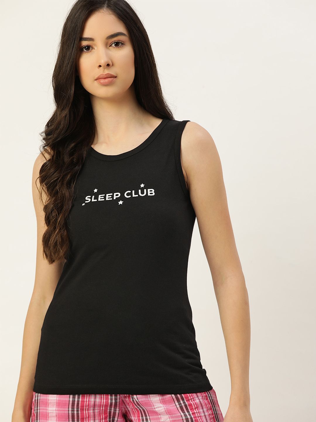 ETC Women Black Typography Printed Pure Cotton Lounge T-Shirt Price in India