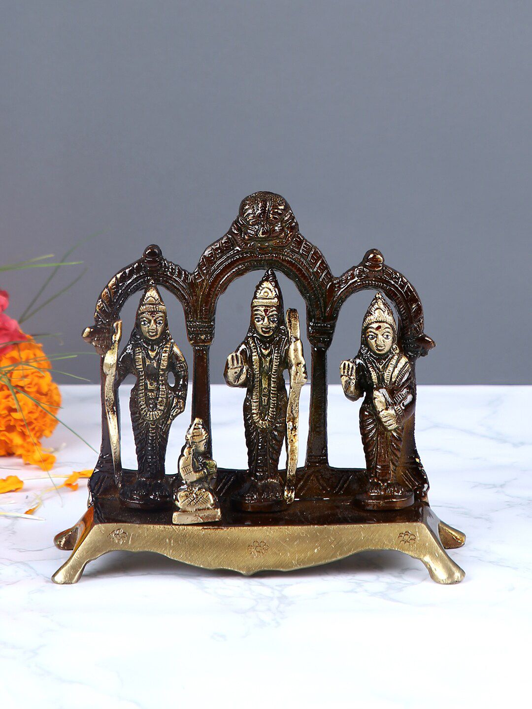 Aapno Rajasthan Gold-Toned & Brown Handcrafted Ramdarbar Statue Price in India