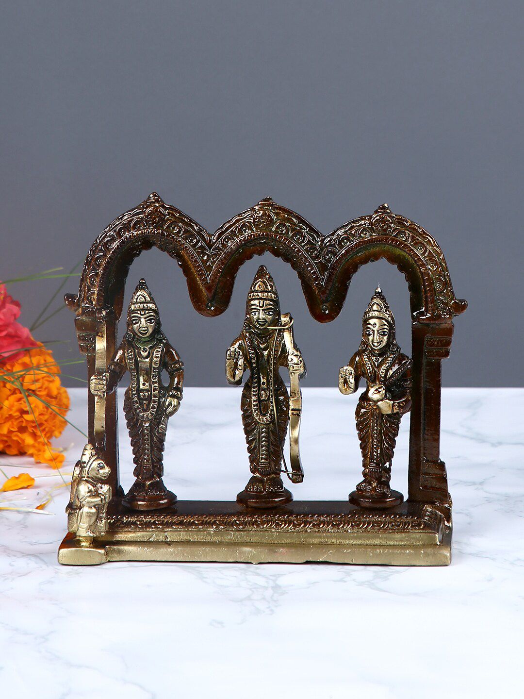 Aapno Rajasthan Gold-Toned & Brown Handcrafted Ramdarbar Showpiece Price in India