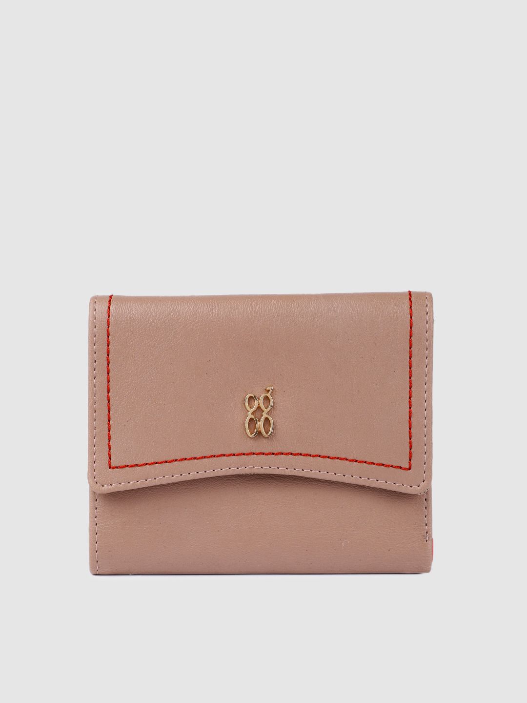 Baggit Women Nude Coloured Solid Three Fold Wallet Price in India