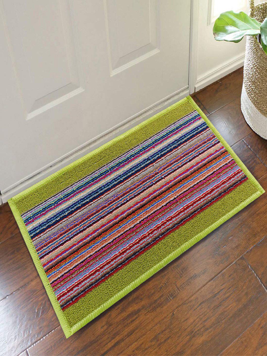 Status Green & Blue Striped Anti-Skid Doormat Price in India