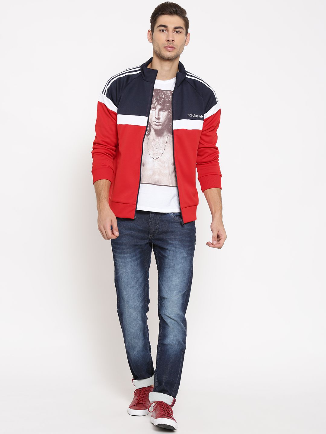 Buy ADIDAS Originals Navy & Red ITASCA TT Colourblocked Jacket