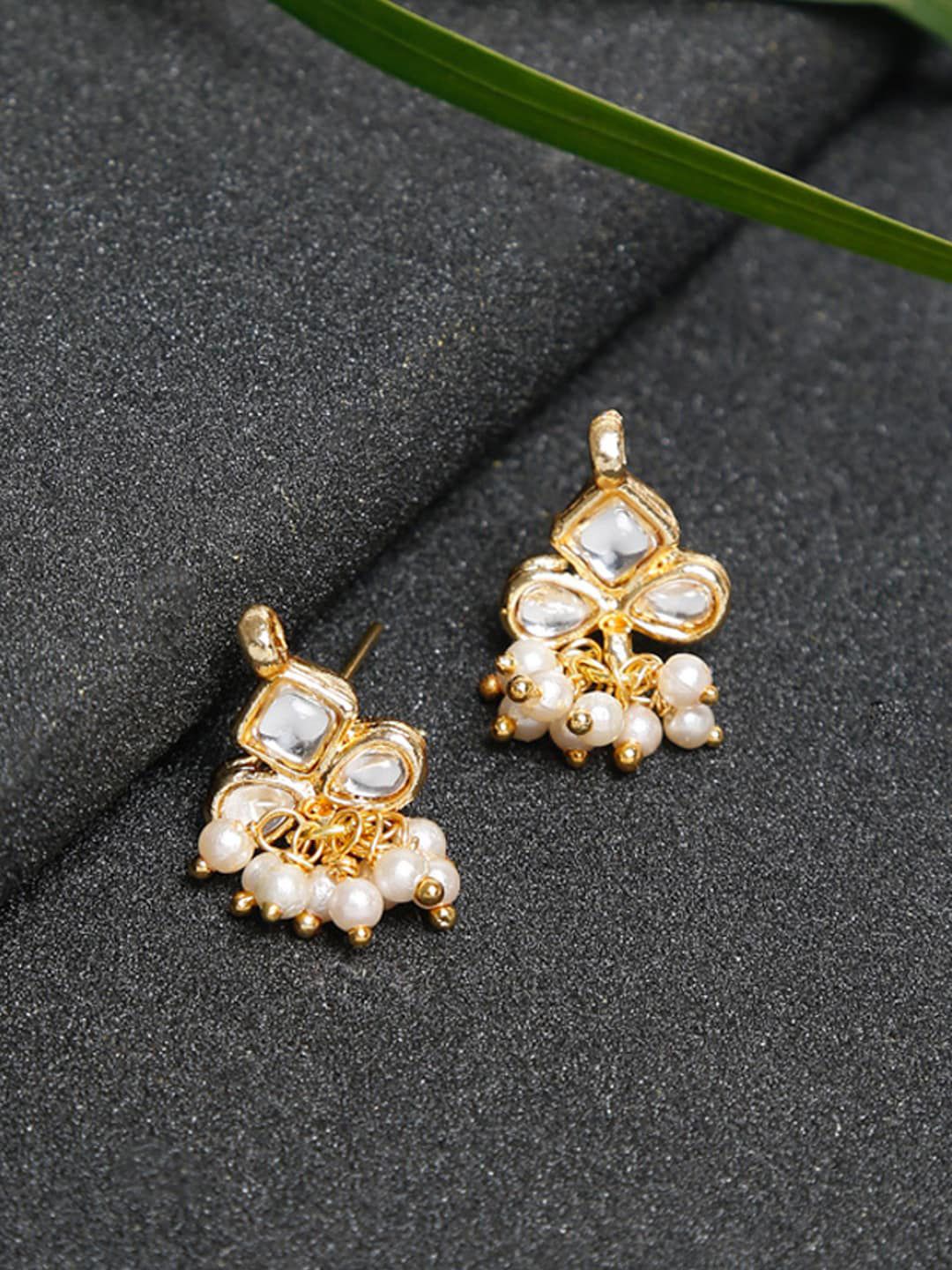 Ruby Raang Women Gold-Toned & Kundan Studded Classic Studs Earrings Price in India