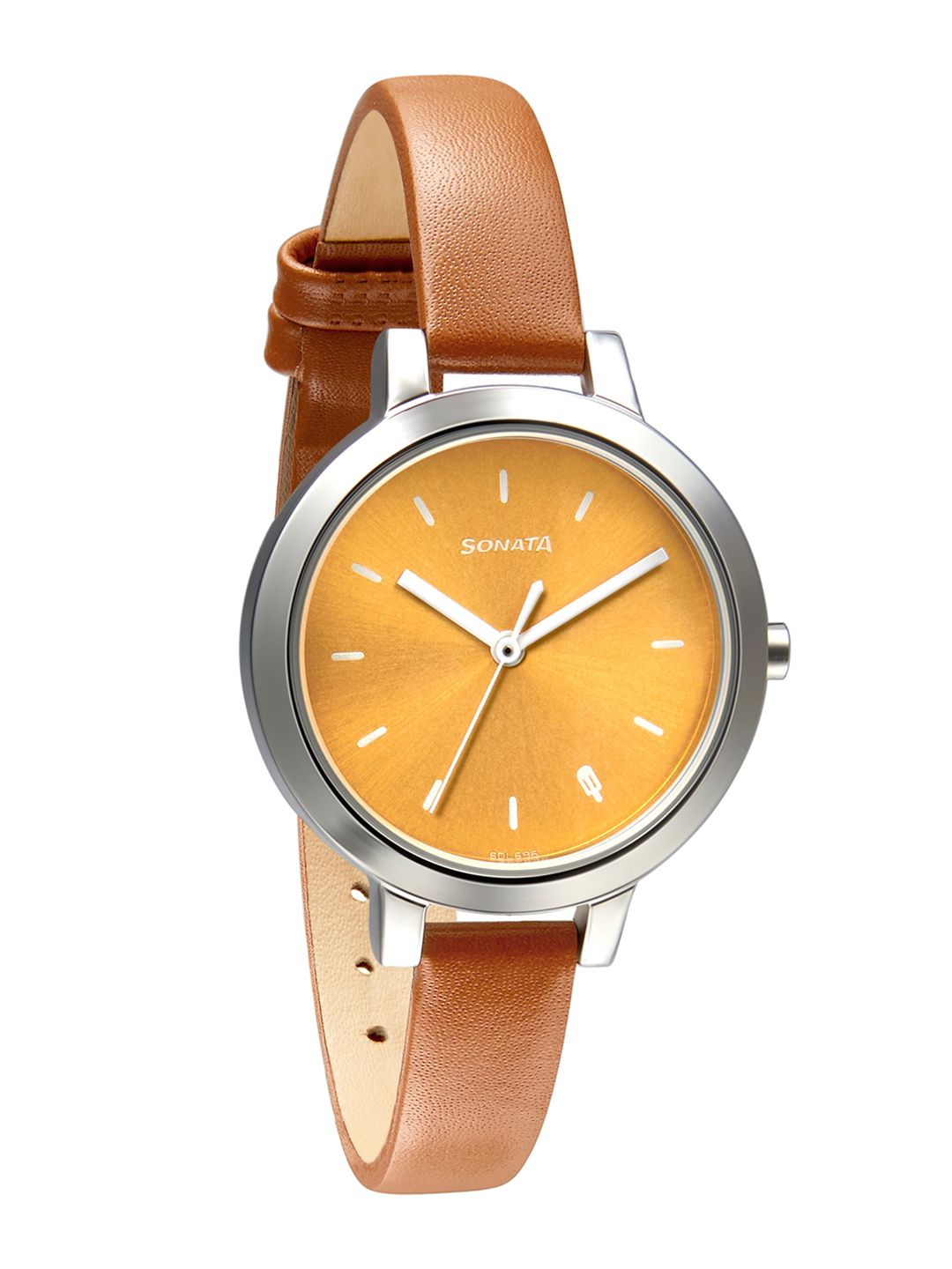 Sonata Women Brown Brass Dial & Brown Leather Straps Analogue Watch Price in India
