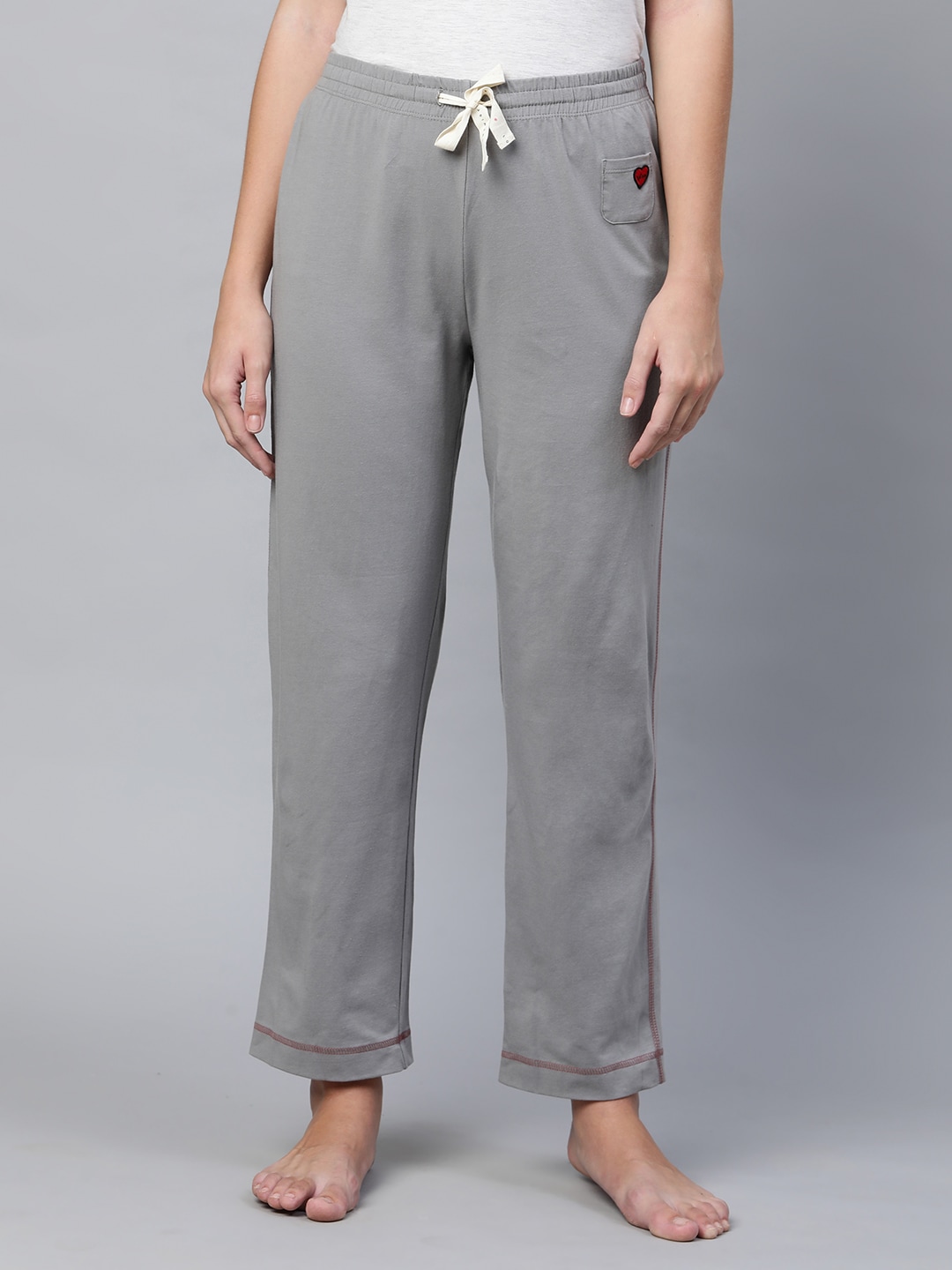 Chemistry Womens Grey Cotton Solid Pyjamas Price in India