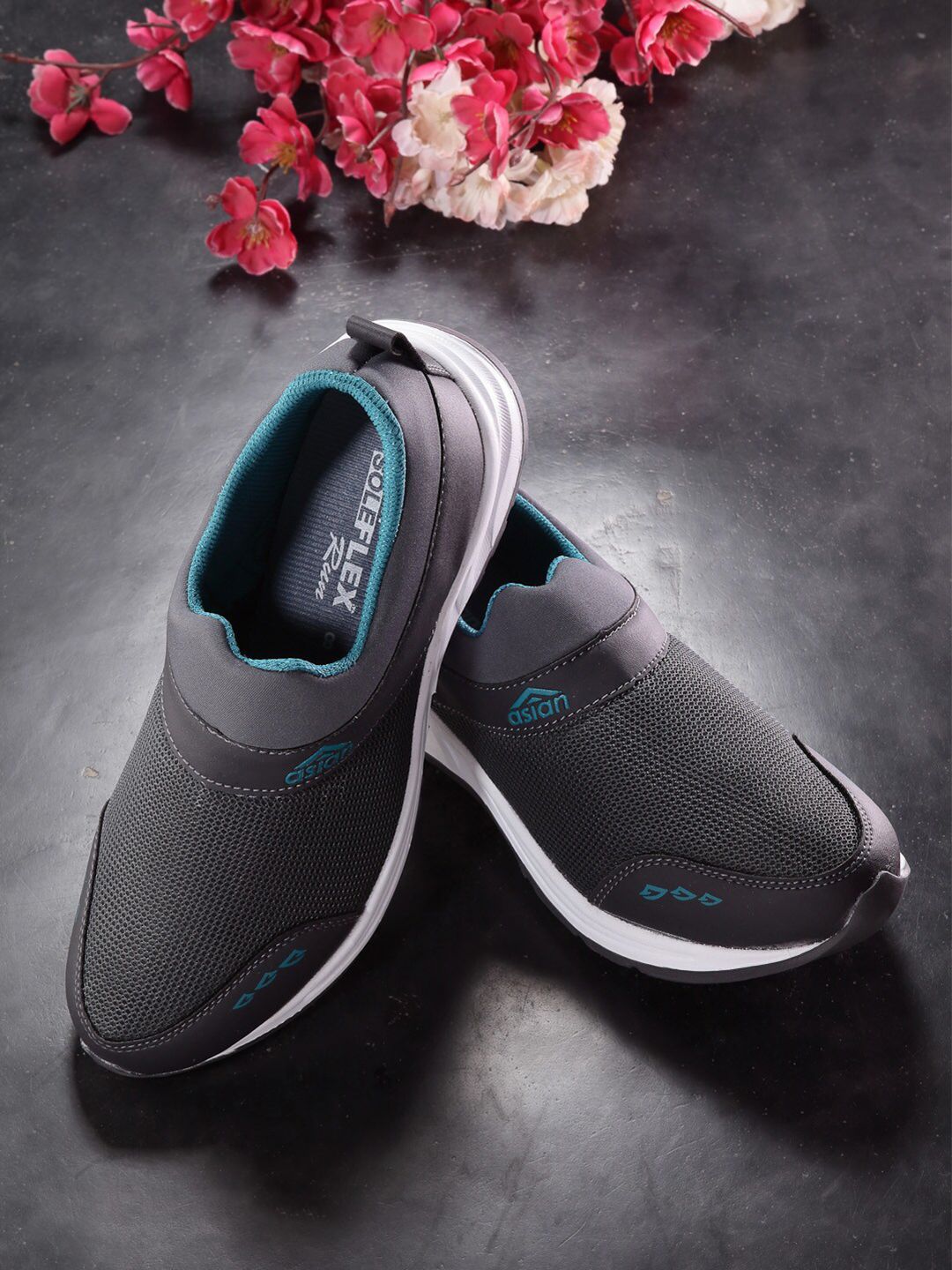 ASIAN Men Charcoal Mesh Running Non-Marking Shoes