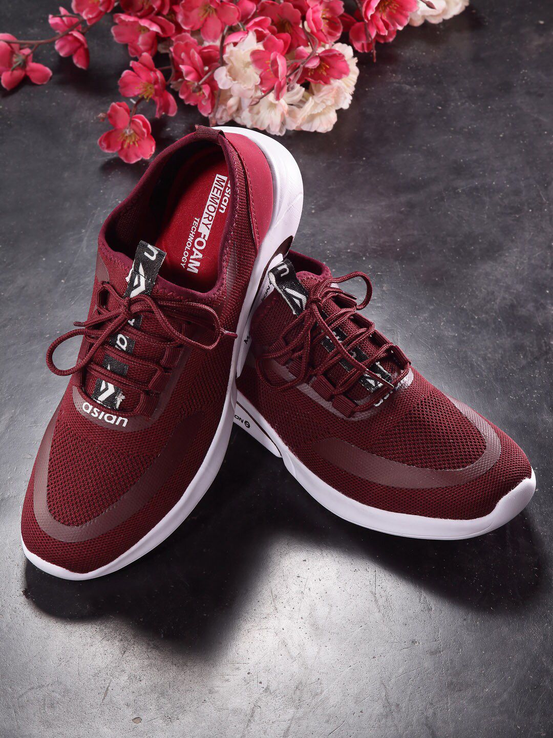 ASIAN Men Maroon Mesh Running Non-Marking Shoes