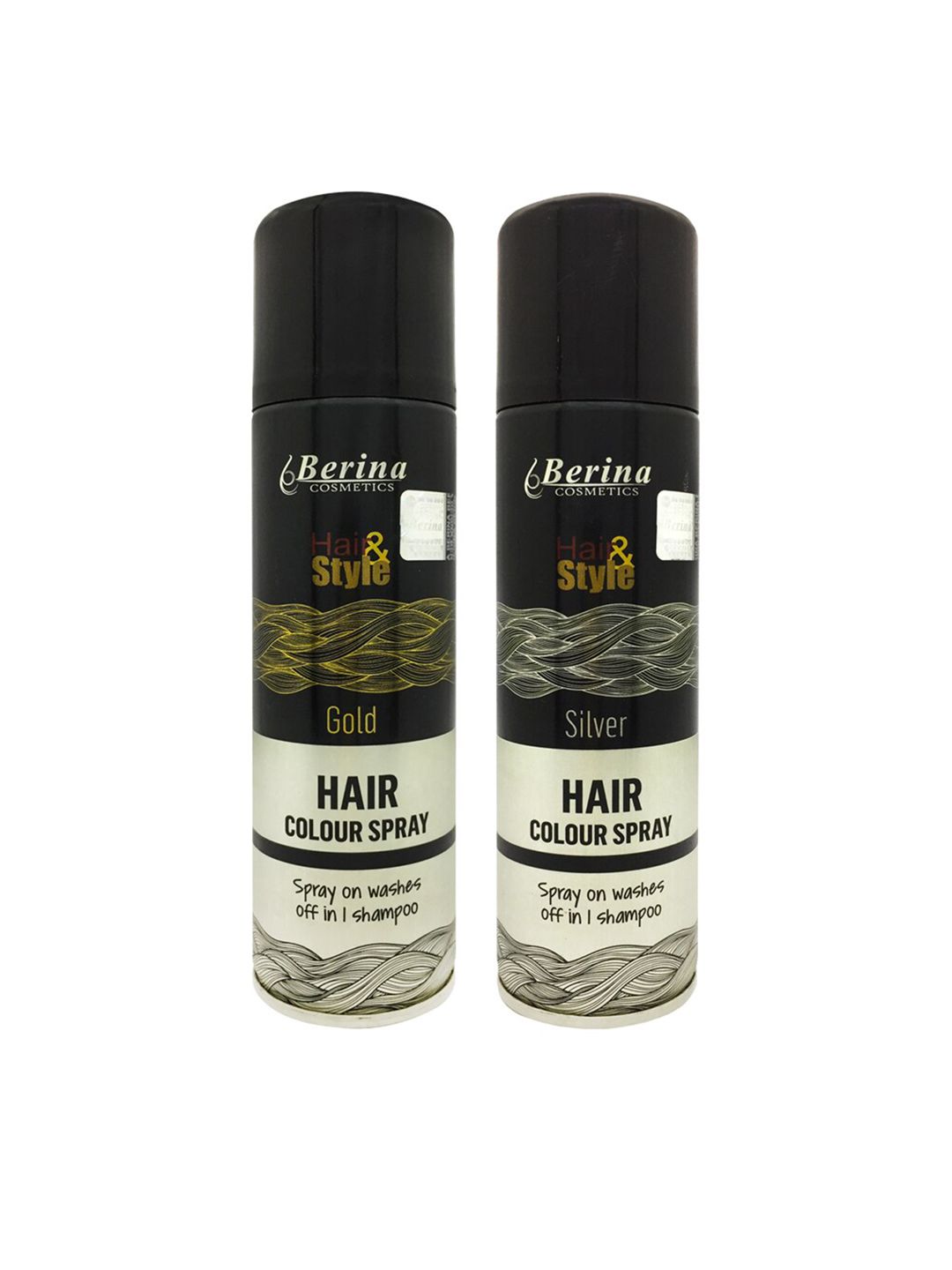 Berina Pack of 2 Hair Color Spray - Gold & Silver Price in India