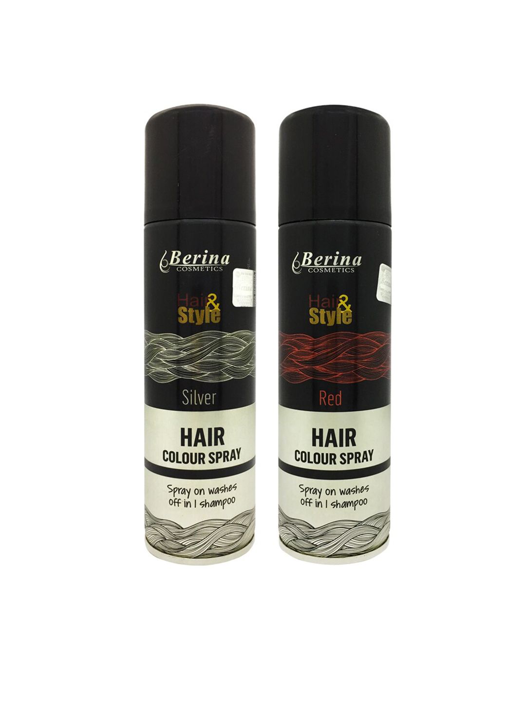 Berina Pack of 2 Hair Color Spray - Silver & Red Price in India