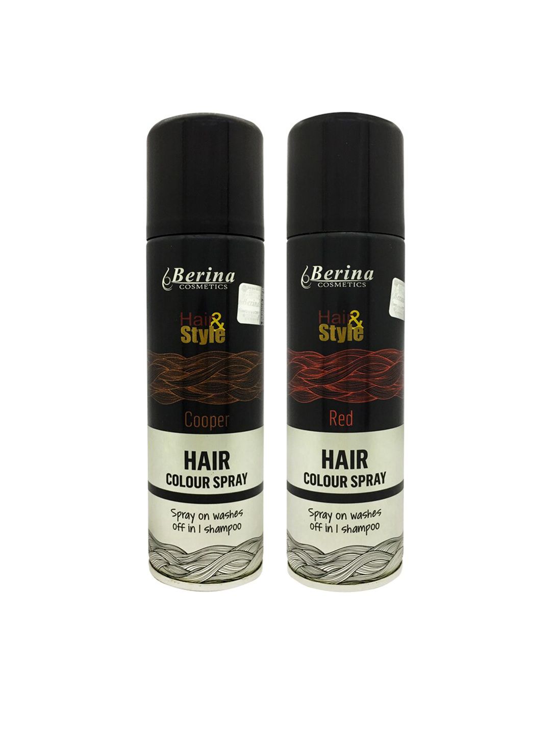 Berina Pack of 2 Hair Color Spray - Copper & Red Price in India