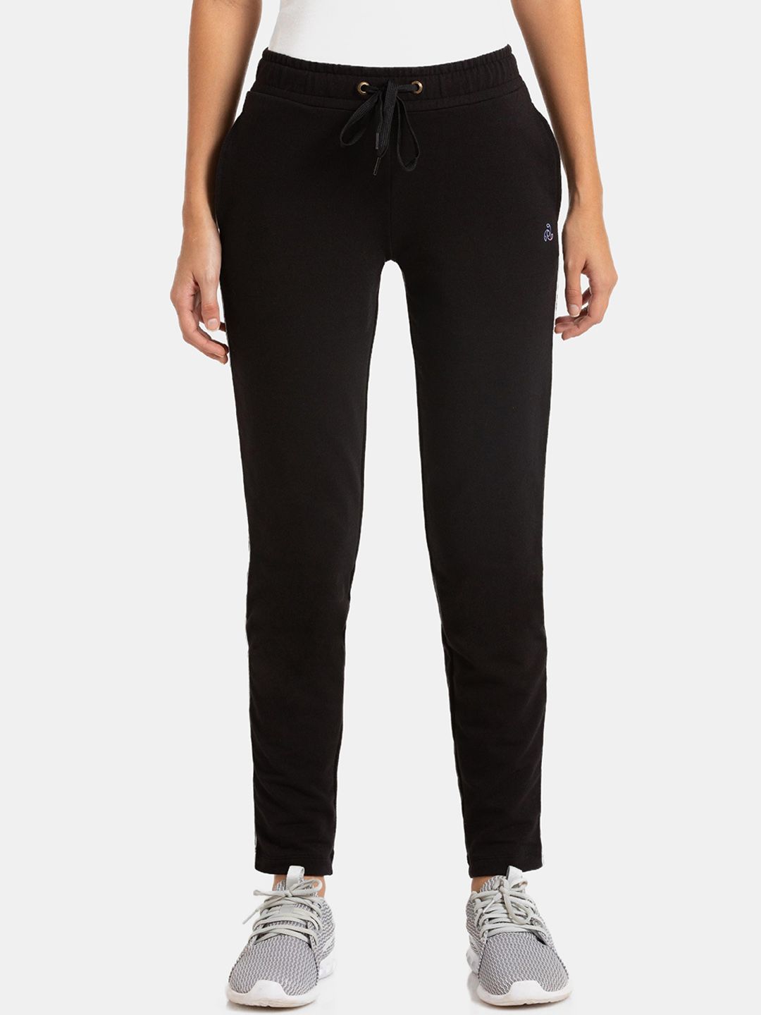 Jockey Women Black Solid Straight-Fit Track Pants Price in India
