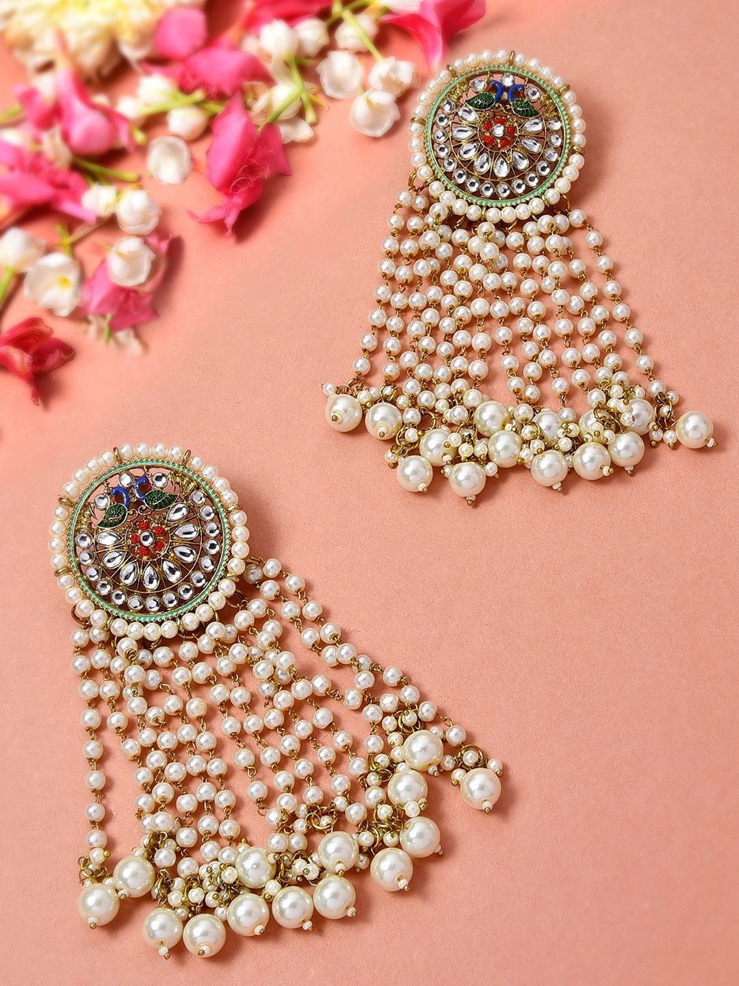 Zaveri Pearls Multicoloured Contemporary Jhumkas Earrings Price in India