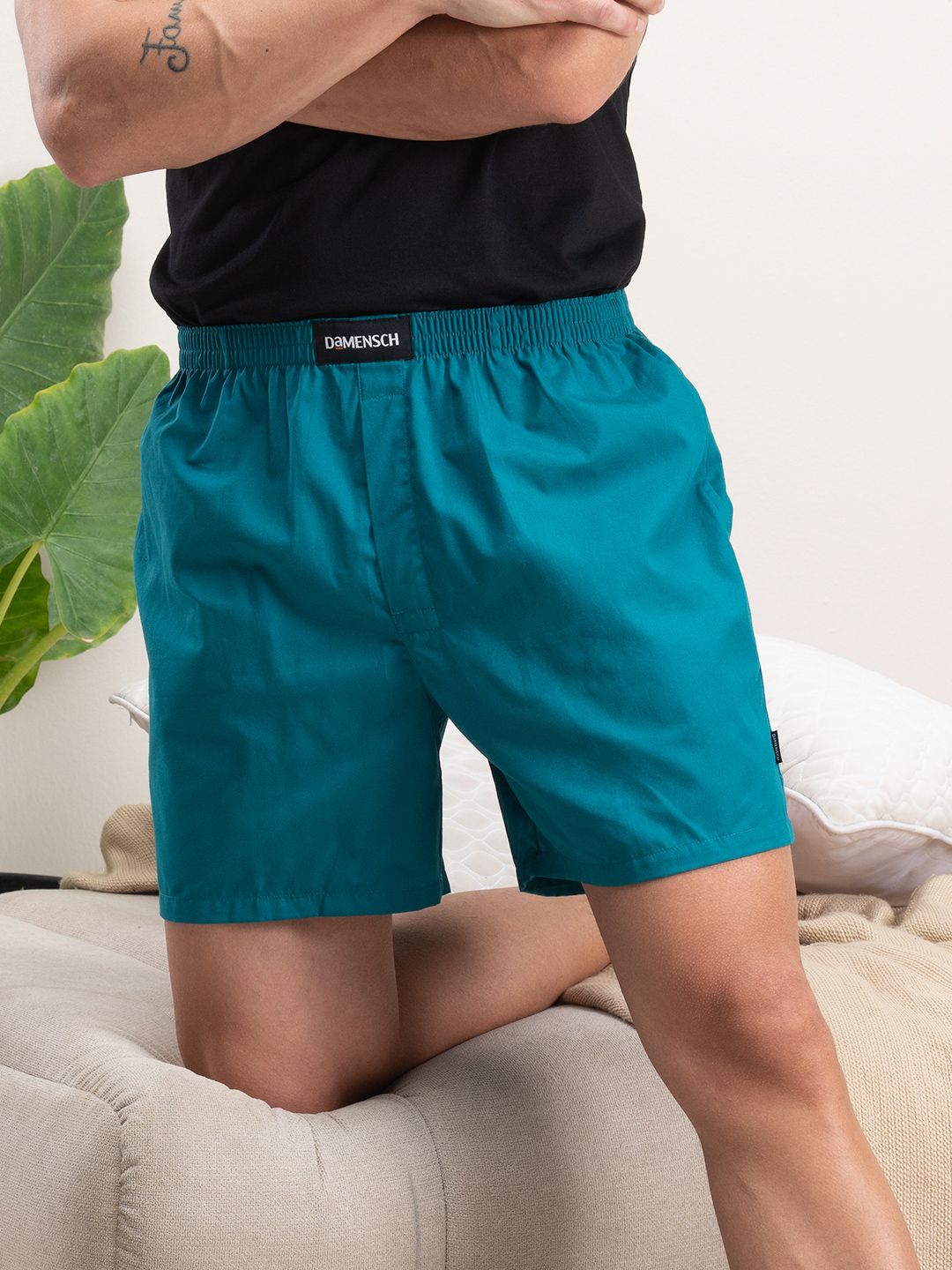 DAMENSCH Breeeze Men Teal-Blue Pure Cotton Ultra-Light All-Round Boxers DAM-SLD-LBX-HB