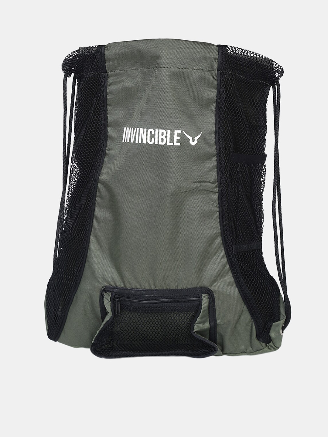 Invincible Unisex Olive Green & Black Brand Logo Backpack Price in India