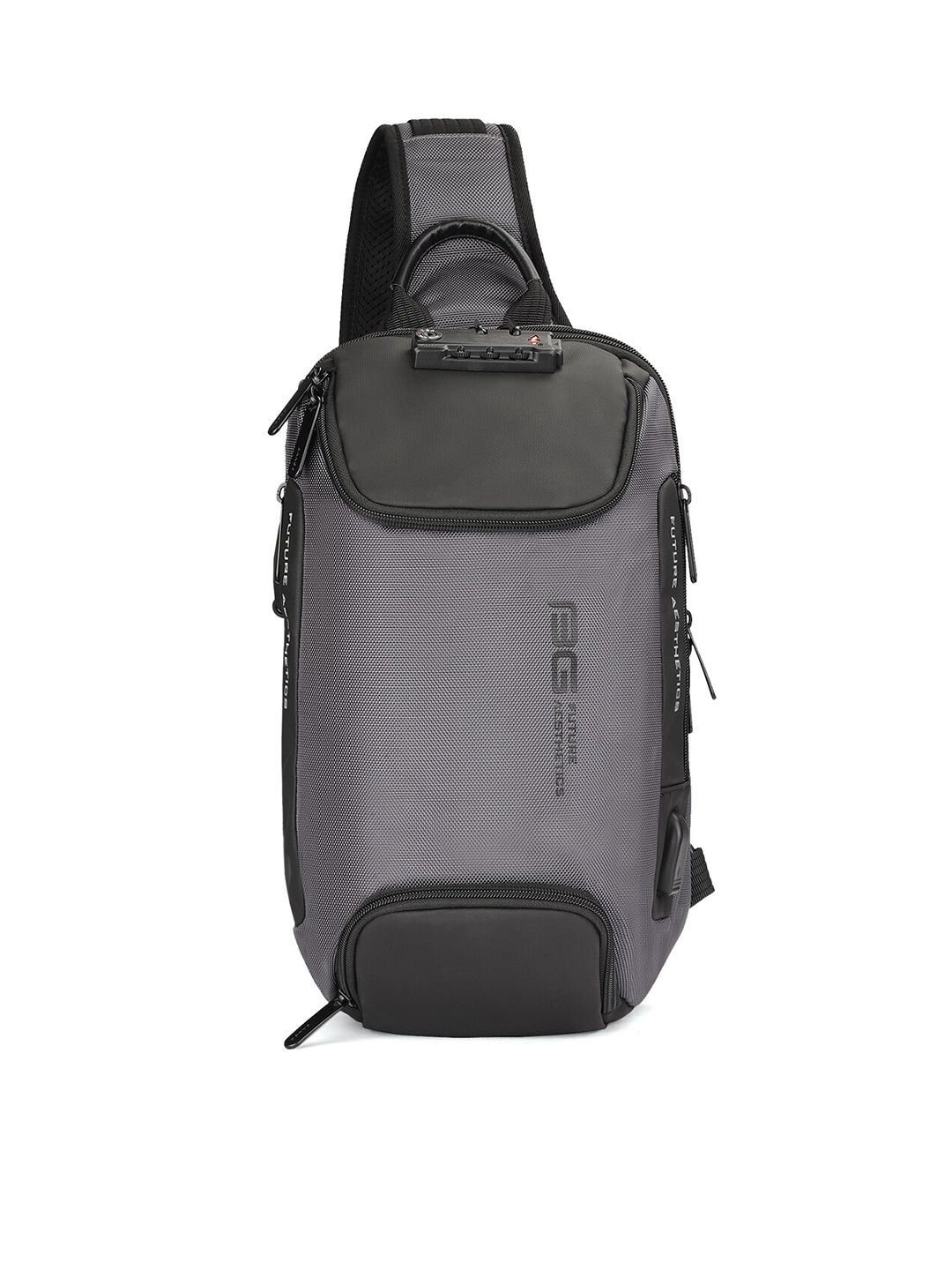 BANGE Unisex Grey Crossbody Waterproof Backpack Price in India