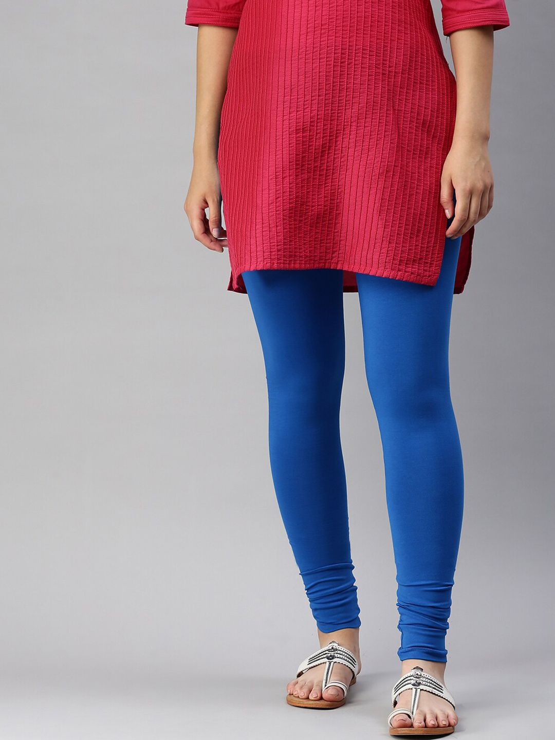 De Moza Women Blue Solid Churidar-Length Leggings Price in India