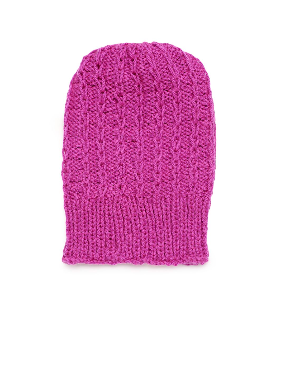 Magic Needles Unisex Magenta Self Design Beanie Price in India