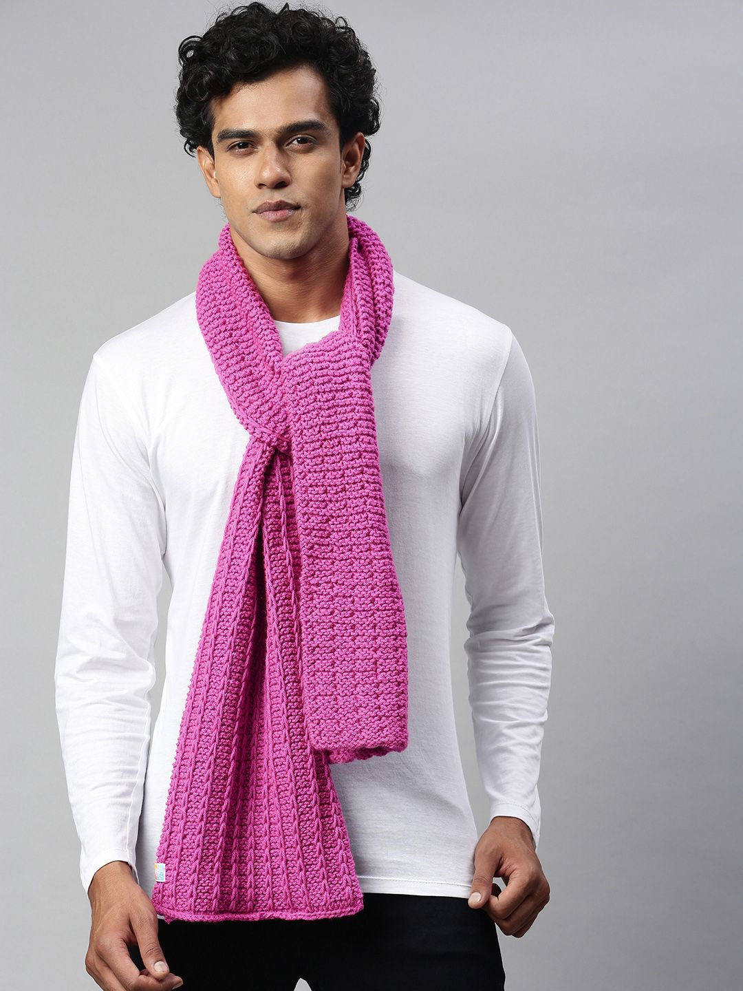 Magic Needles Unisex Pink Scarf Price in India