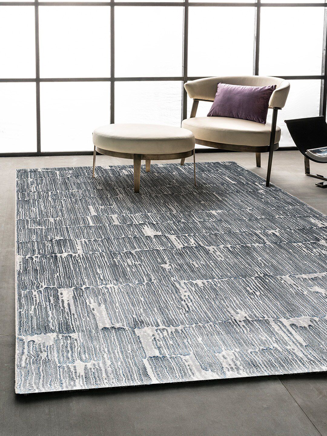 DDecor Grey Self Design Medium Carpet Price in India