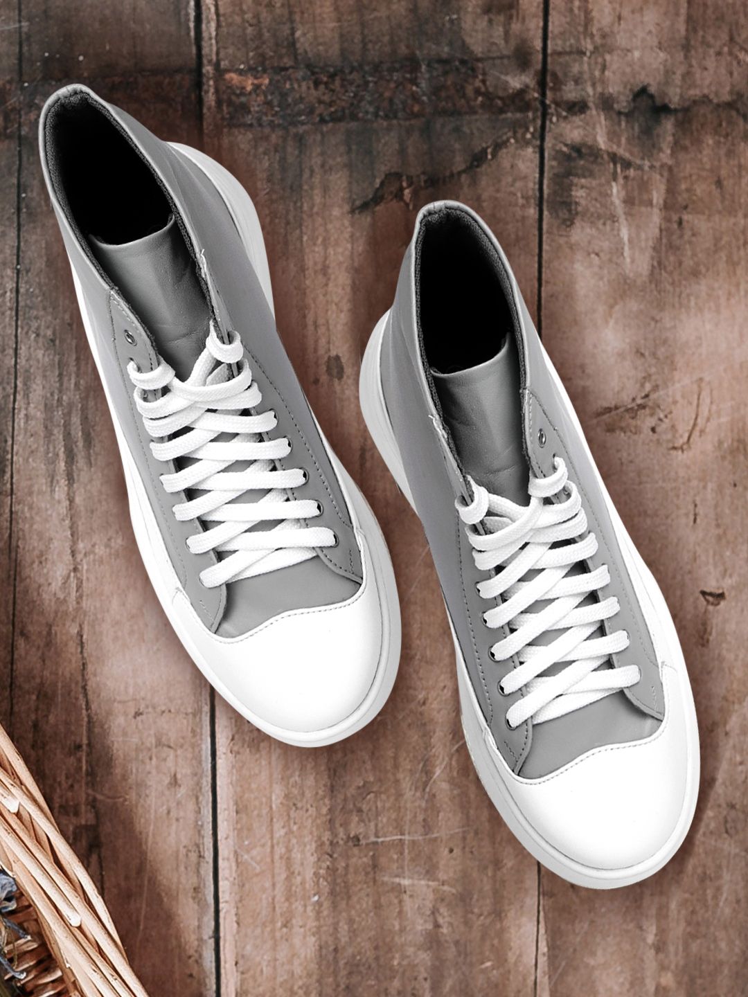 Roadster Women Grey & White Flatform Sneakers Price in India