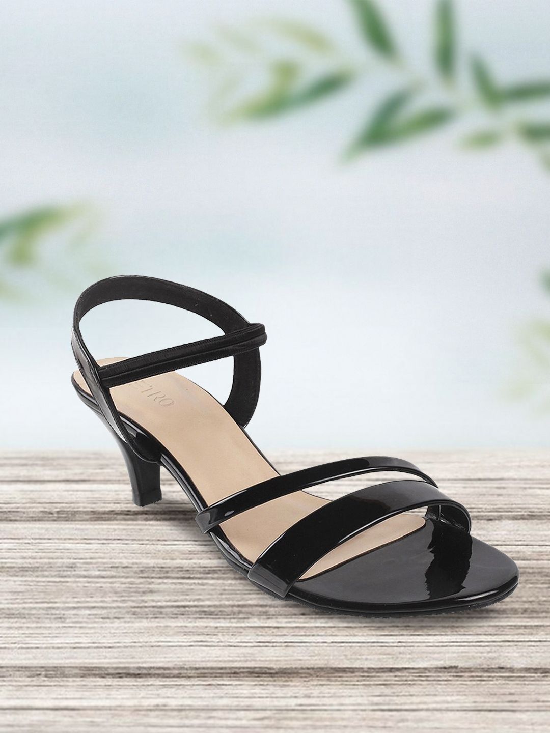 Metro Black Open-Toe Kitten Heels Sandals