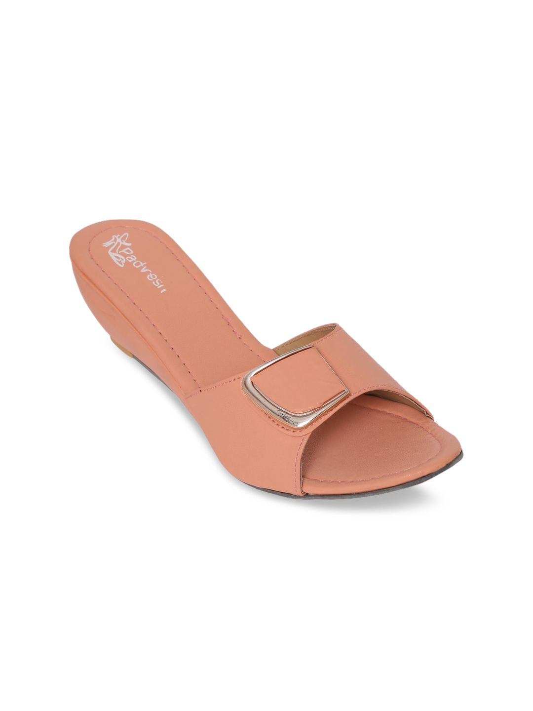 Padvesh Women Peach-Coloured Wedge Sandals Price in India