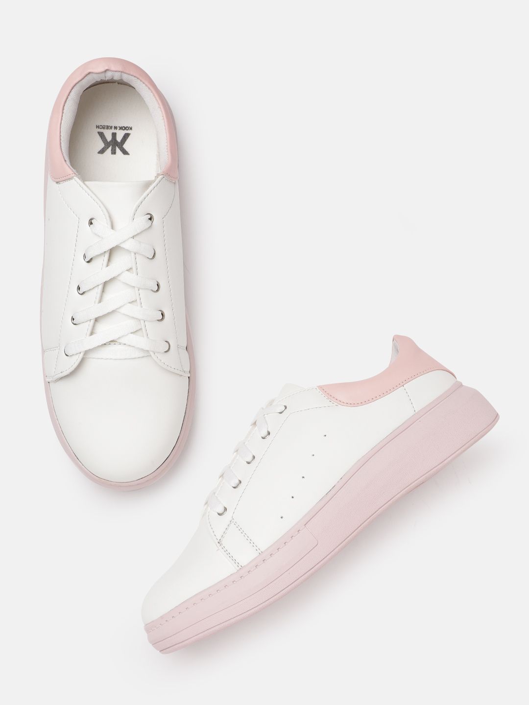 Kook N Keech Women White & Pink Sneakers Price in India