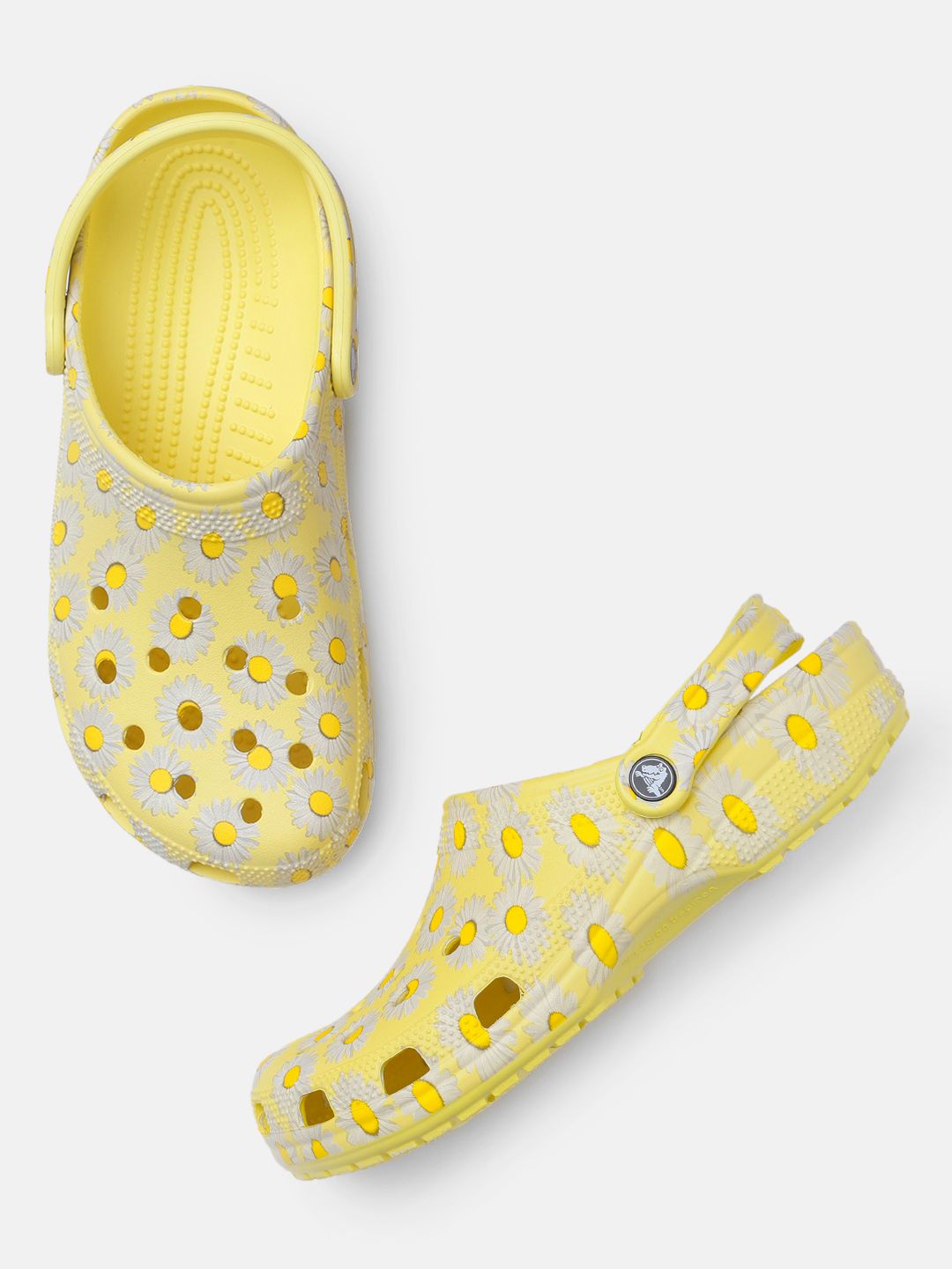 Crocs Women Yellow Floral Printed Classic Vacay Vibes Clog Price in India