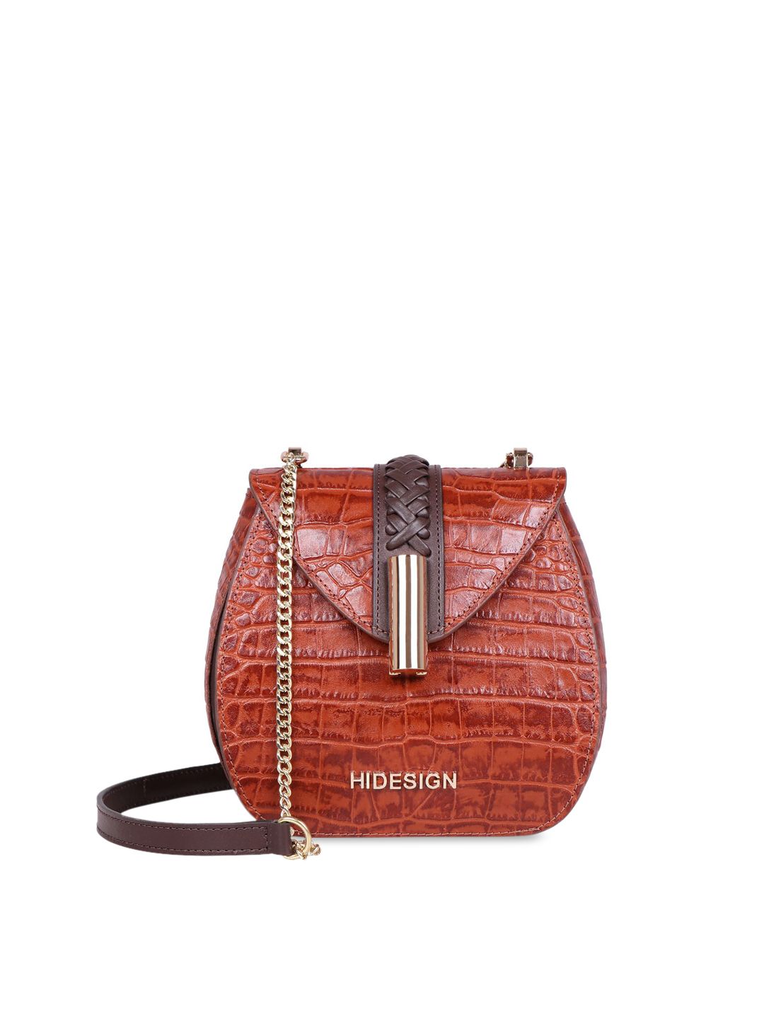 Hidesign Women Tan Textured Leather Sling Bag Price in India