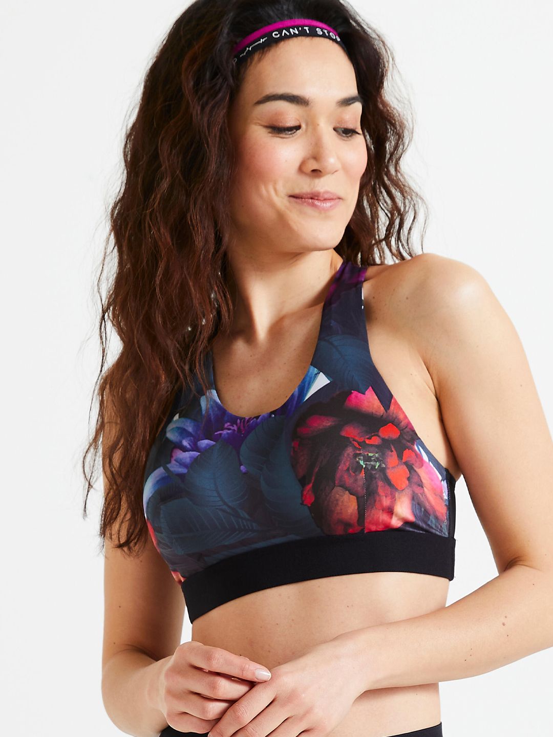 Domyos By Decathlon Blue & Red Graphic Workout Bra Full Coverage - Heavily Padded Price in India