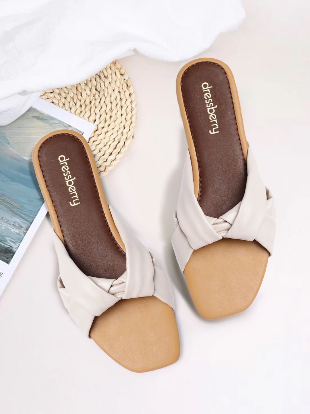 DressBerry Women Off White Open Toe Flats Price in India