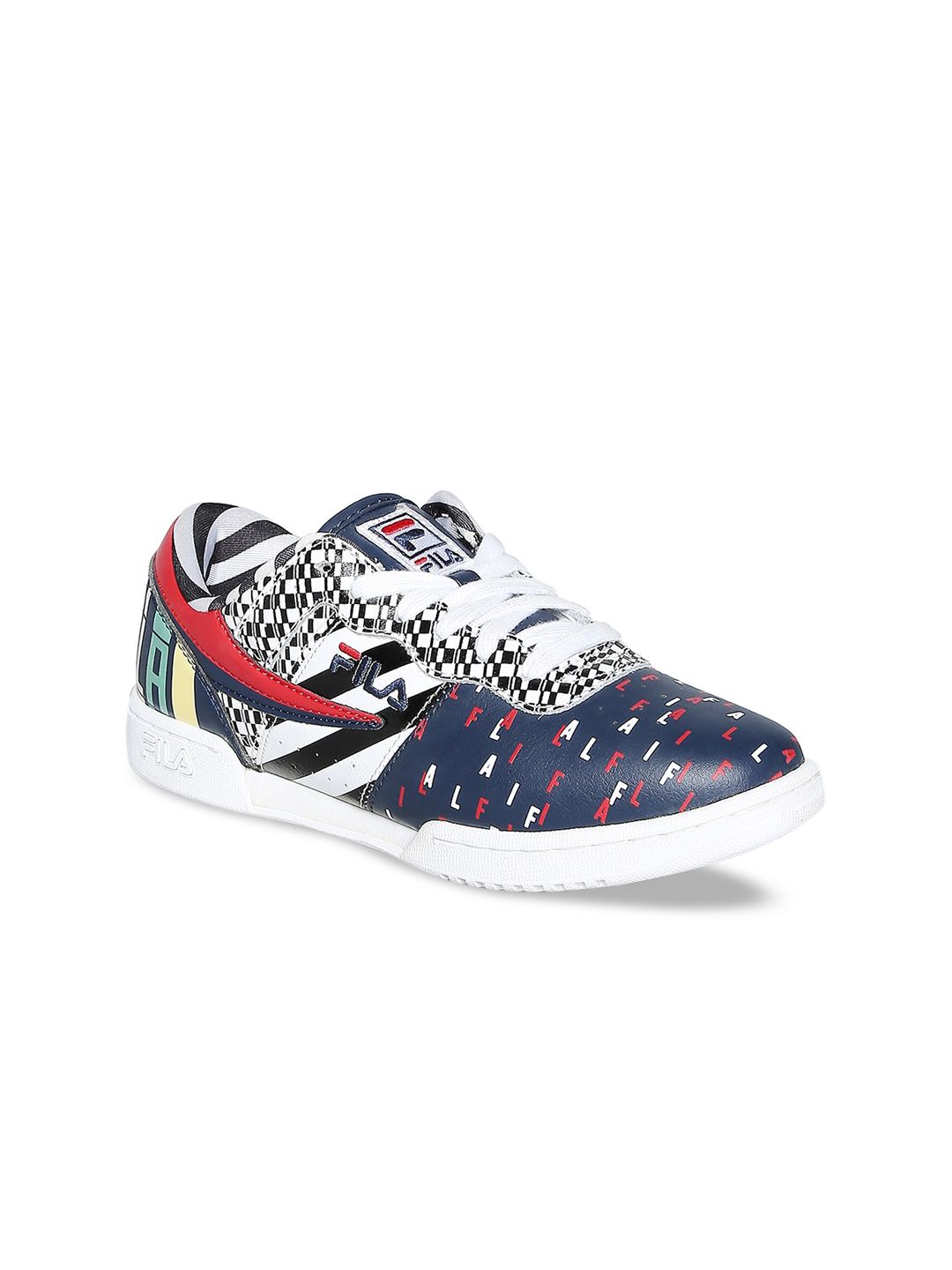 FILA Women Blue Printed Leather Sneakers Price in India