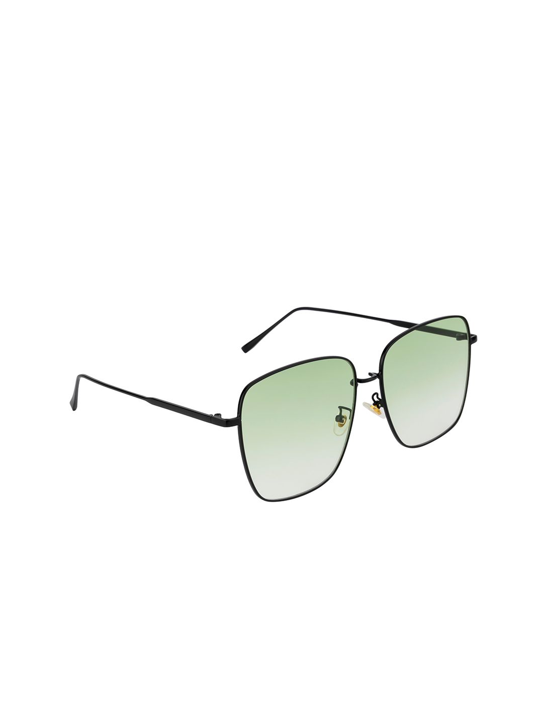 Ted Smith Unisex Green Lens & Black Square Sunglasses with UV Protected Lens Price in India