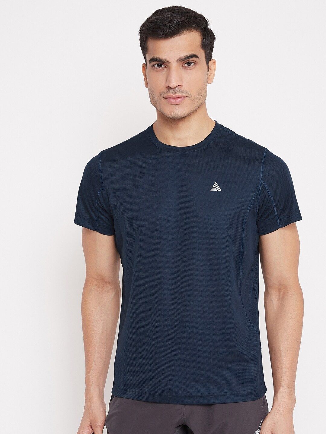 ATHLISIS Men Navy Blue Indigo Solid Rapid Dry Running T-shirt