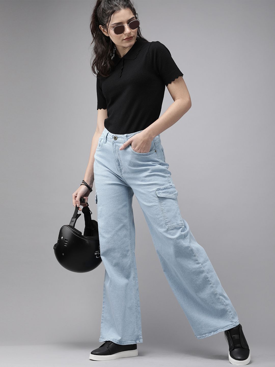 Roadster Women Blue Wide Leg Low-Rise Stretchable Jeans Price in India