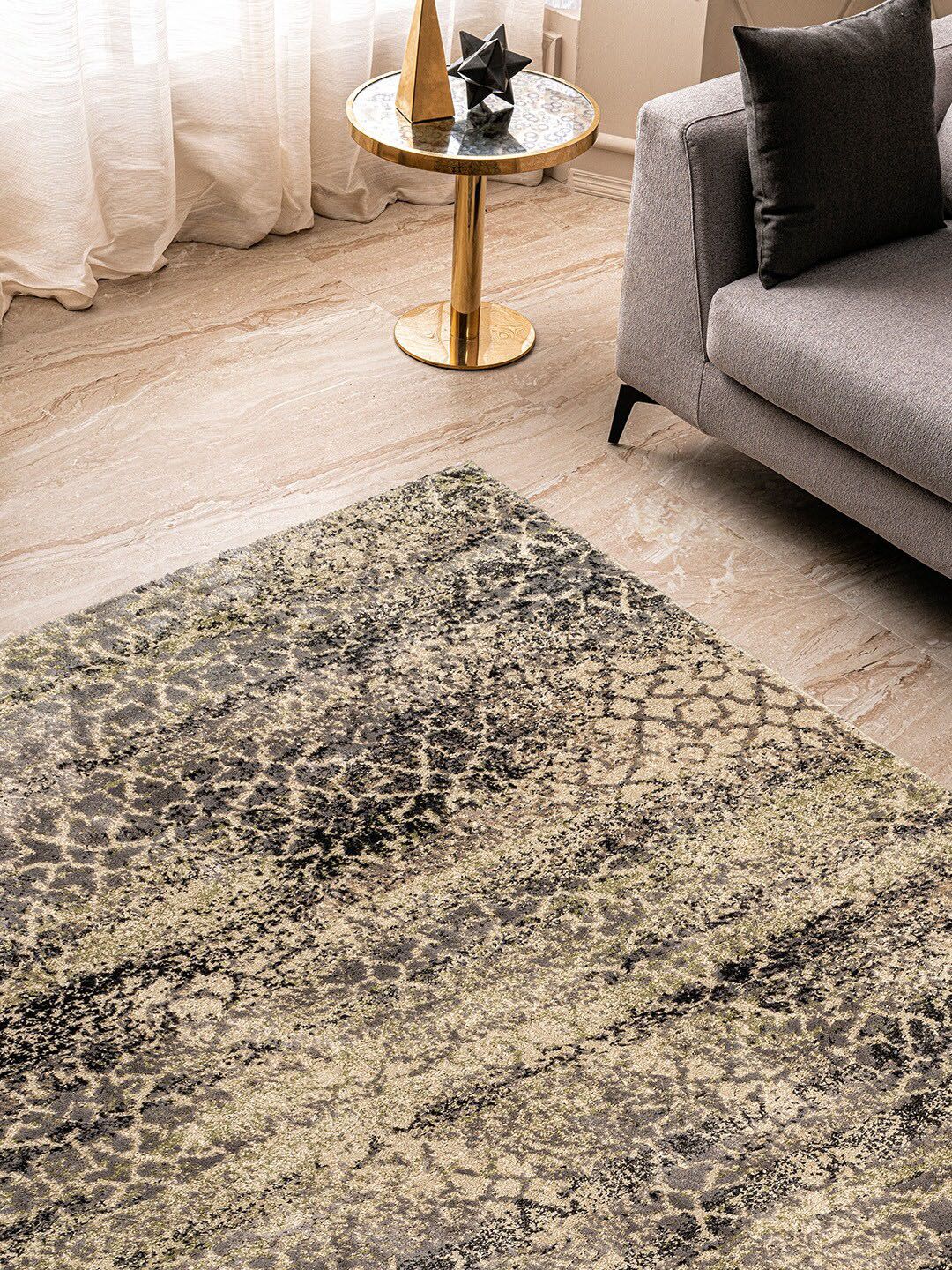 DDecor Beige & Taupe Printed Medium Carpet Price in India