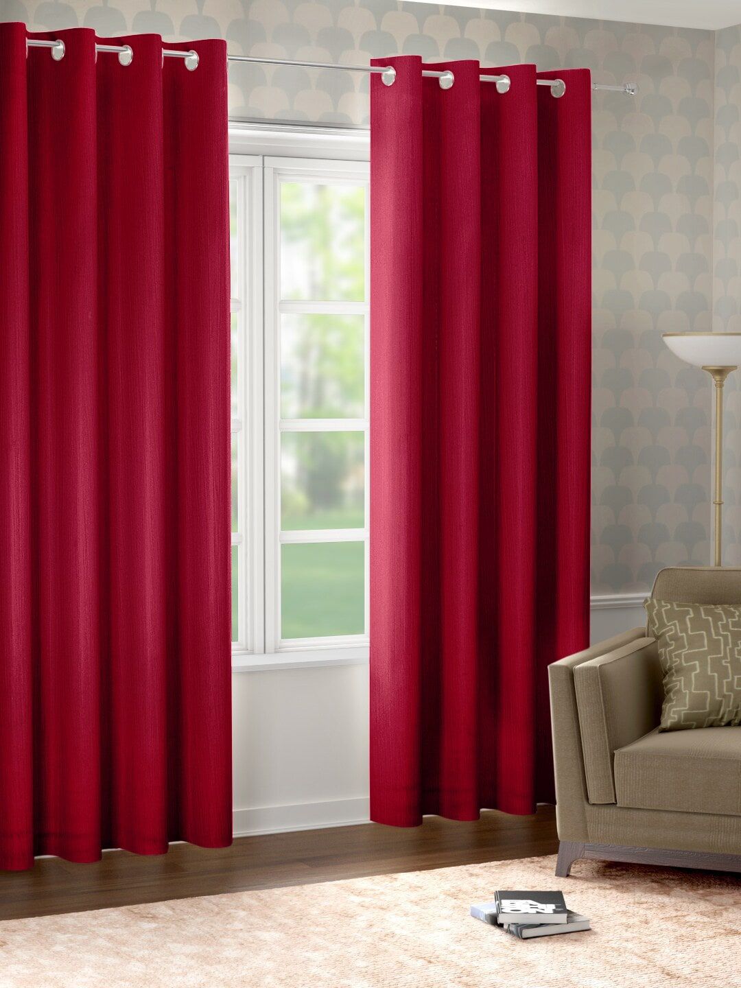 Raymond Home Red Door Curtain Price in India