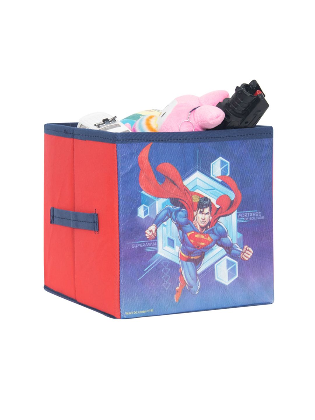 prettykrafts Red & Blue Superman Printed Foldable Kids Toys Organizer Storage Box Price in India