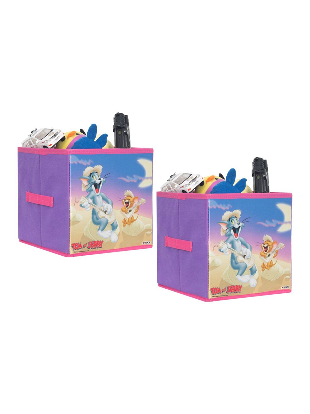 PrettyKrafts Purple Set of 2 Tom & Jerry Printed Foldable Kids Toys Organizer Storage Box Price in India