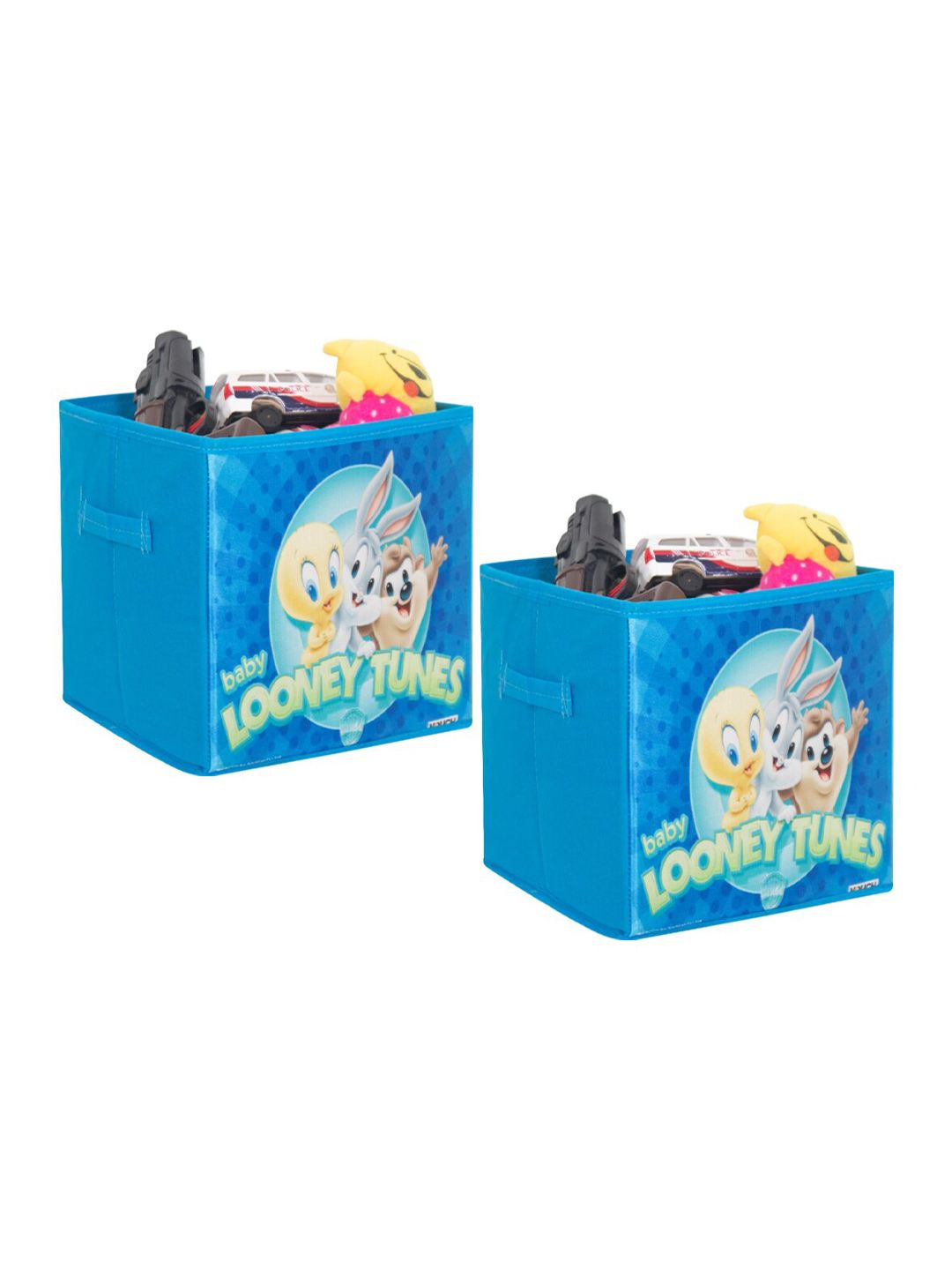 PrettyKrafts Blue Set of 2 Looney Tunes Printed Foldable Kids Toys Organizer Storage Box Price in India