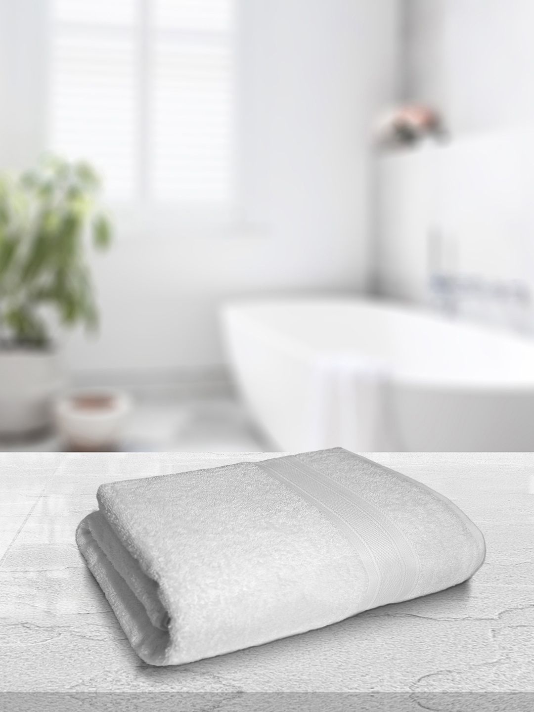 Trident White Solid 500 GSM Pure Cotton Soft & Plush Bath Towel Price in India