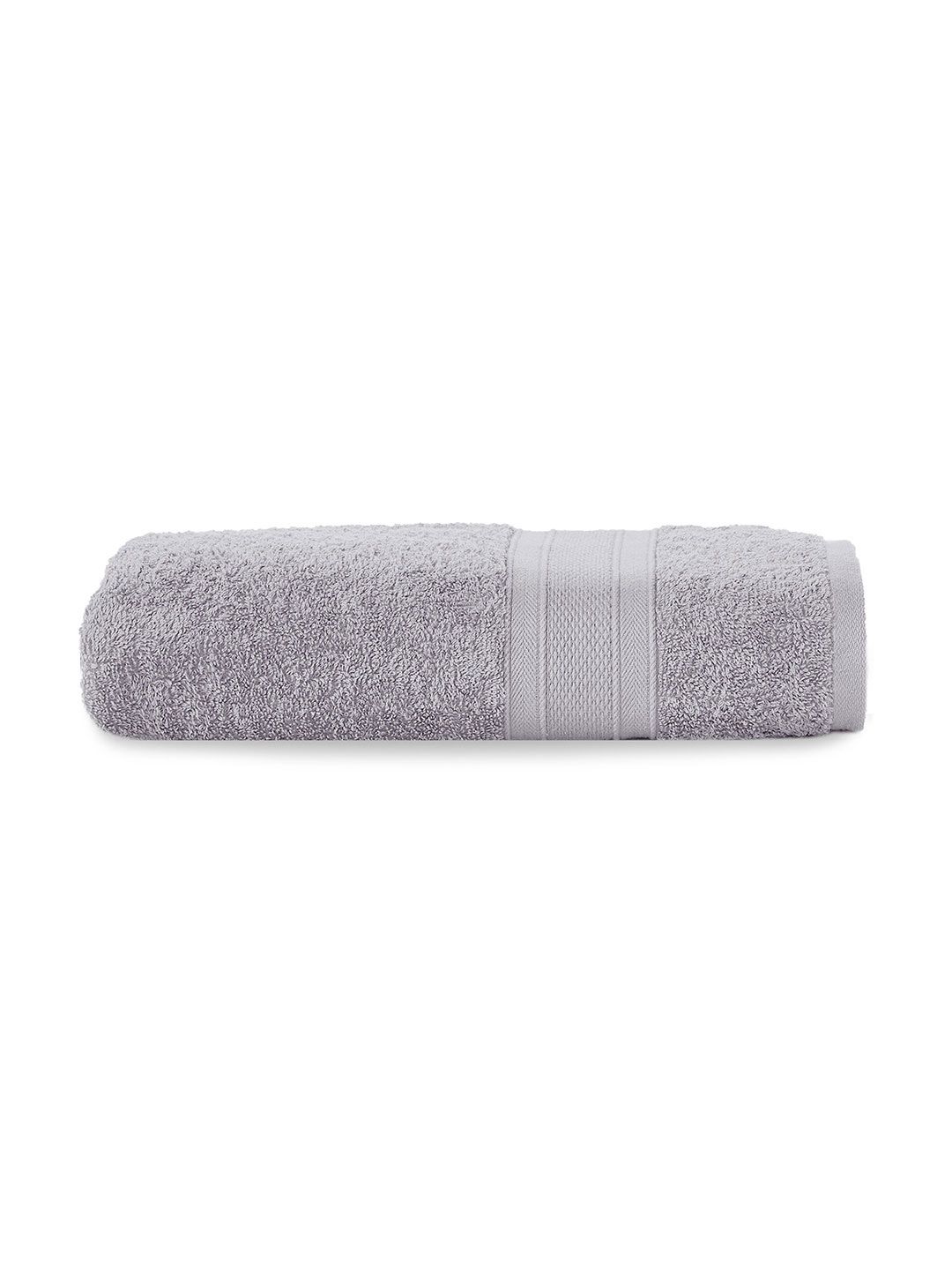 MYTRIDENT Grey Solid 500 GSM Pure Cotton Bath Towel