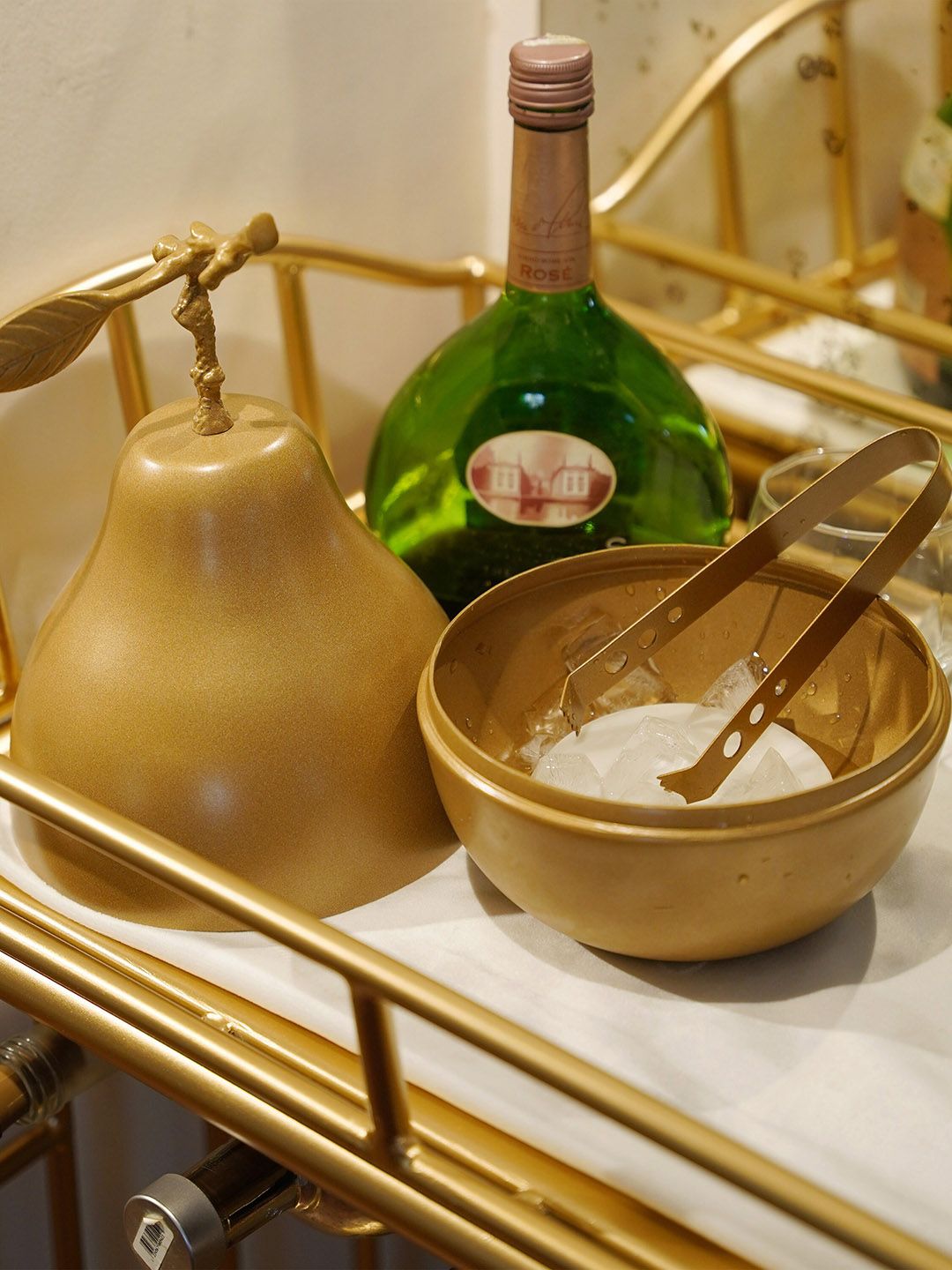 Folkstorys Gold-Toned Handcrafted Ice Bucket With Tongs Price in India