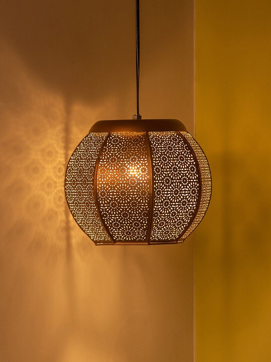 ExclusiveLane Brown Hand-etched Iron Hanging Pendant Ceiling Lamp Price in India
