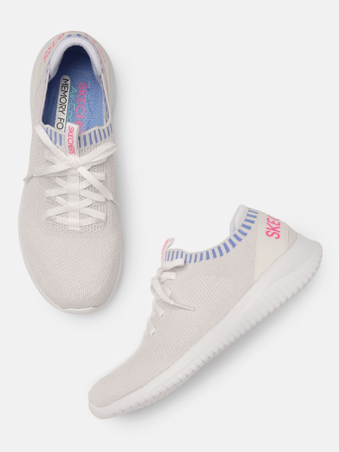 Skechers Women Off-White ULTRA FLEX - RAPID ATTENTION Woven Design Sneakers Price in India