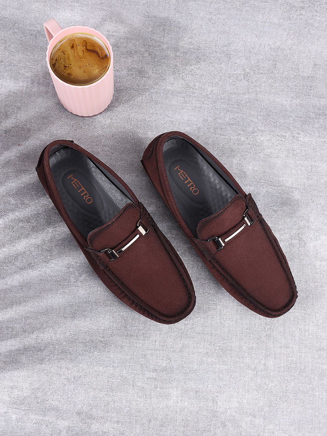 Metro Men Brown Leather Loafers